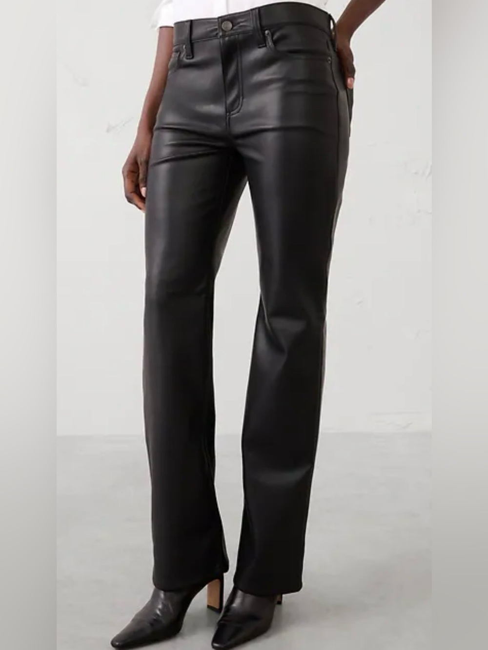 GAP Black Faux Leather Boot-Cut Pants